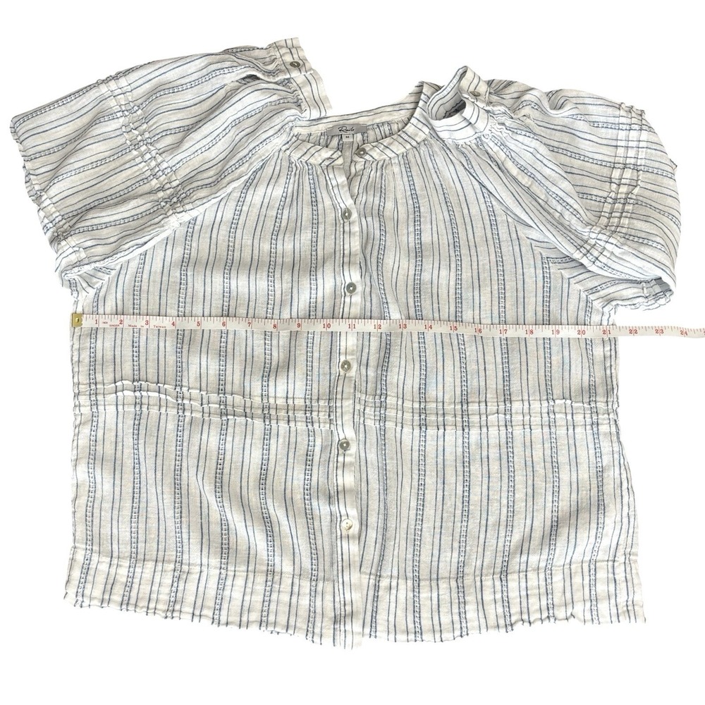Rails Frances Sonoma Stripe Sz M Balloon Sleeve  Button Down Linen Blend - Picture 12 of 16